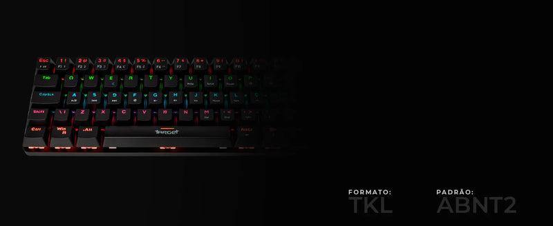 Mechanical Gamer TGT Sherman Keyboard Compact Rainbow ABNT2 Switch Blue Black TGT-SHTKL-RBW01