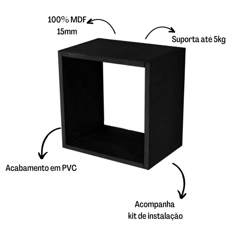 Nicho quadrado de MDF preto